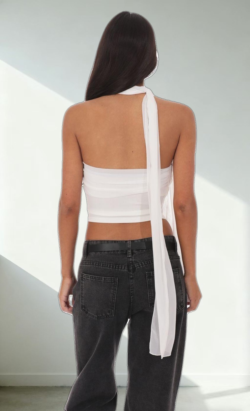 Strapless Scarf Top in White