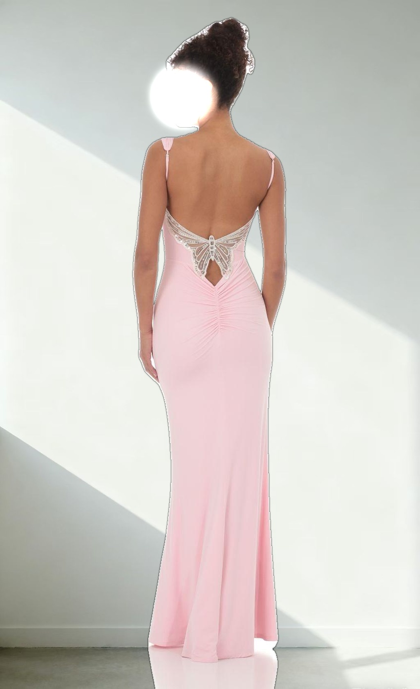 Back Sequin Butterfly Maxi Dress in Pink