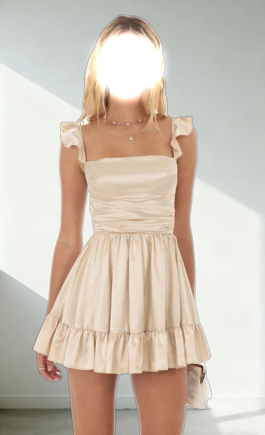 Fit and Flare Dress in Champagne