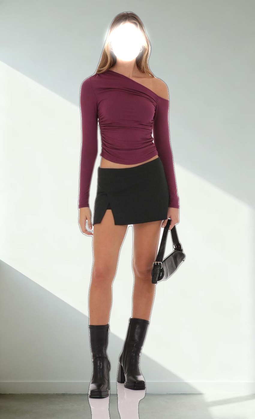 Side Slit Mini Skort in Black