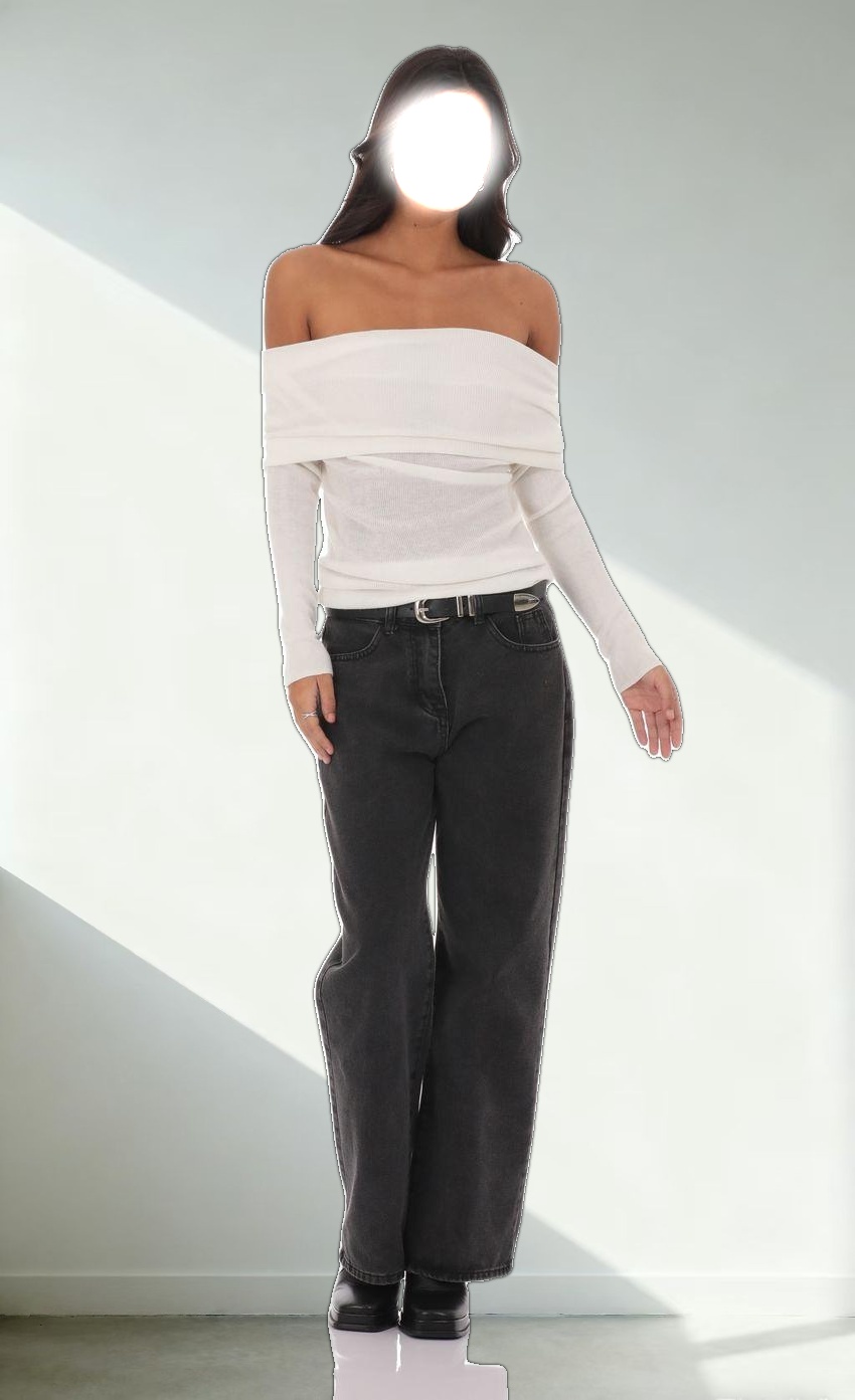 Fold Over Off Shoulder Top in White