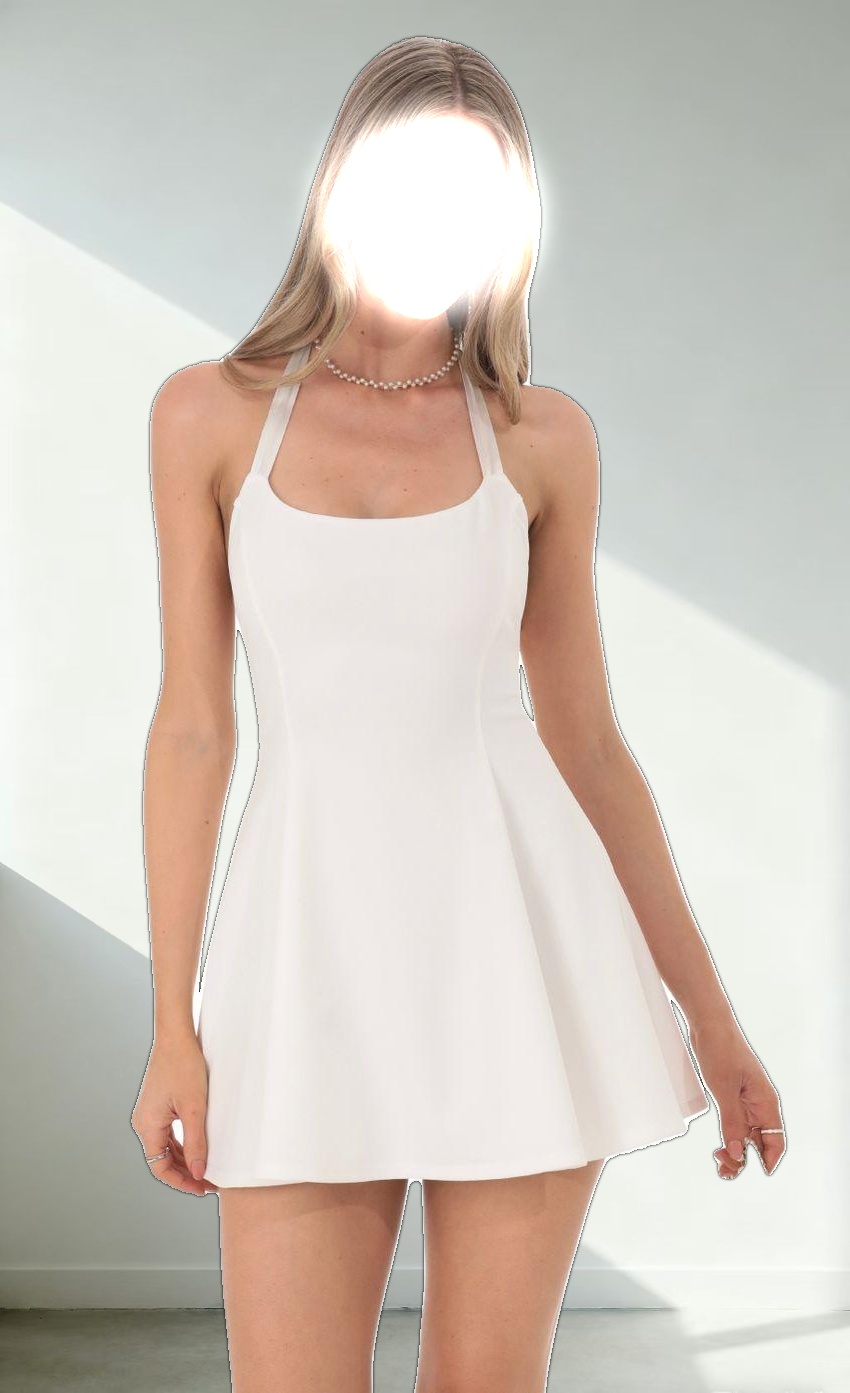 Halter Open Back Dress in White