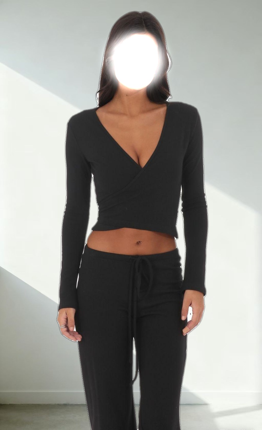 Two Piece Wrap Set in Black