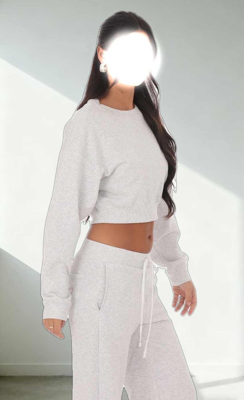 Cropped Jumper in Heather Grey