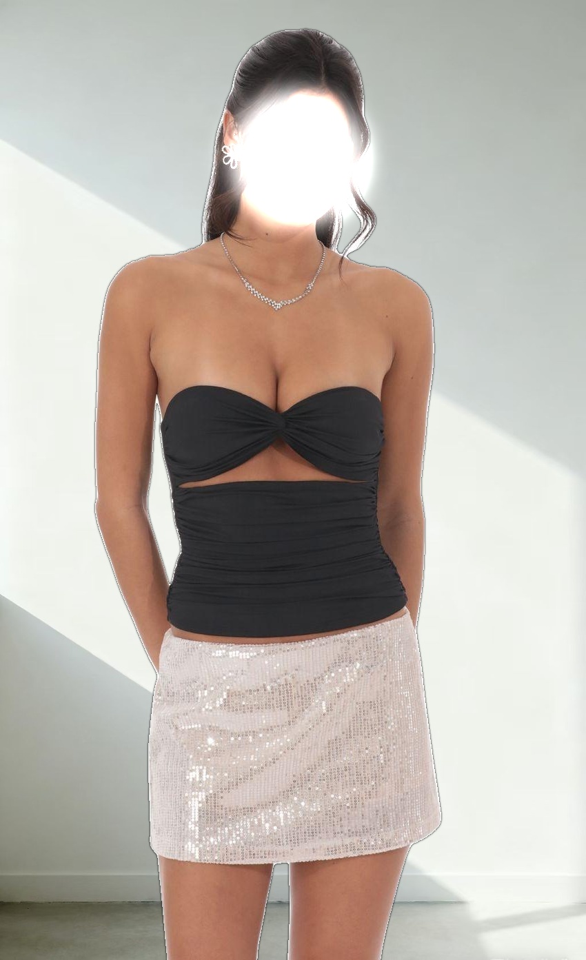 Two Piece Cutout Top in Black