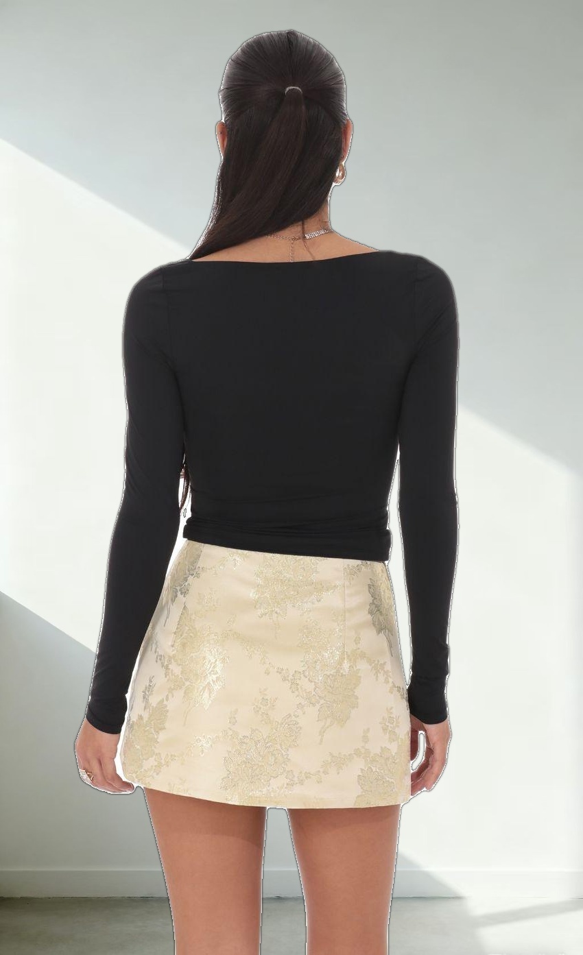 Floral Jacquard Skort in Champagne