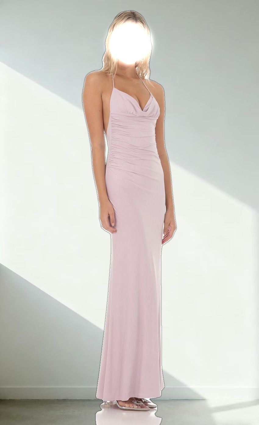 Halter Open Back Butterfly Maxi Dress in Lilac