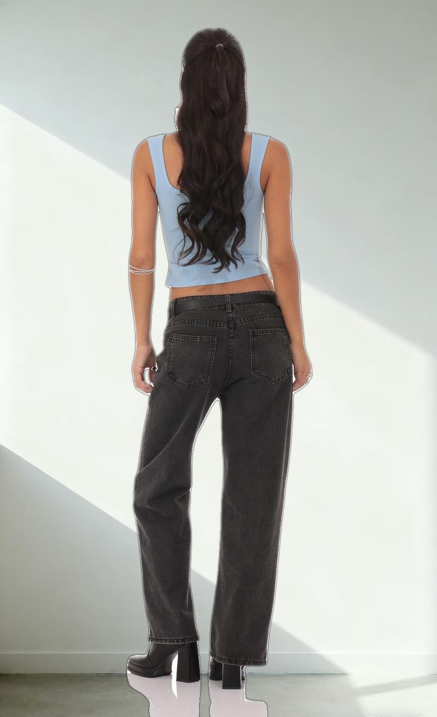 Straight Leg Jeans in Black Denim