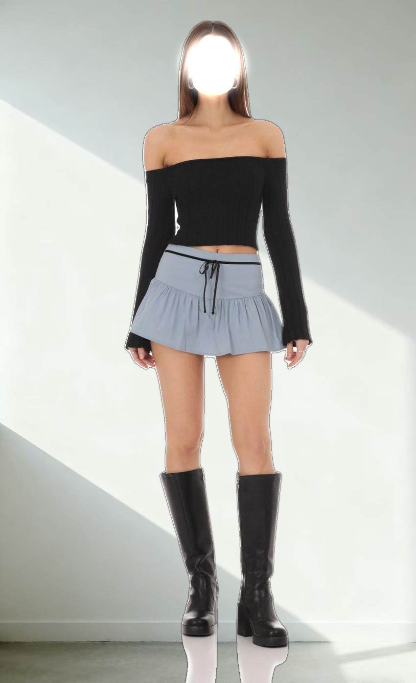 Velvet Ribbon Skort in Blue