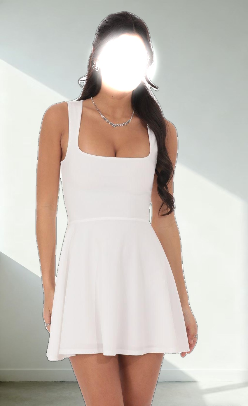 Back Bow A-Line Dress in White