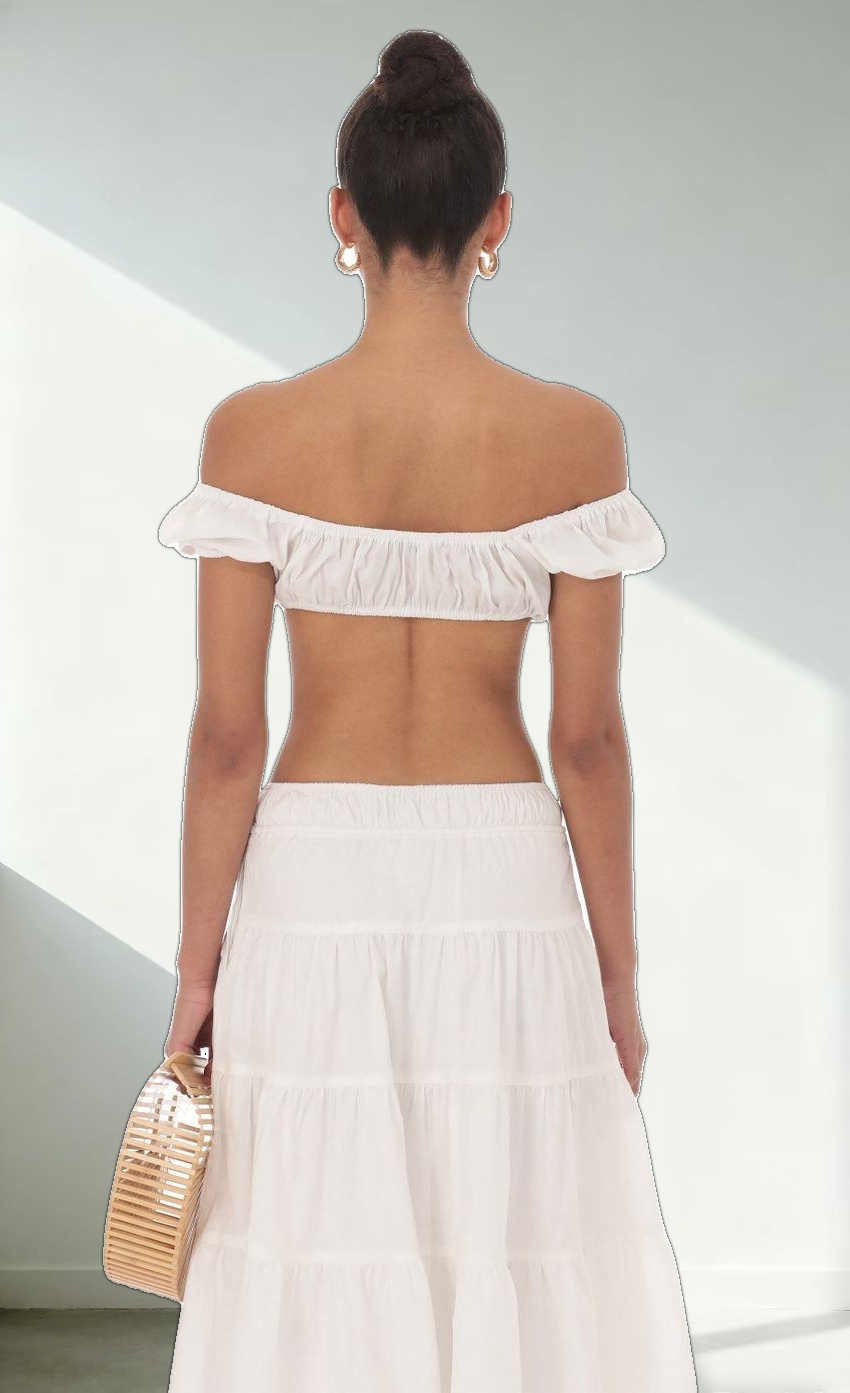 Off Shoulder Crop Top in White