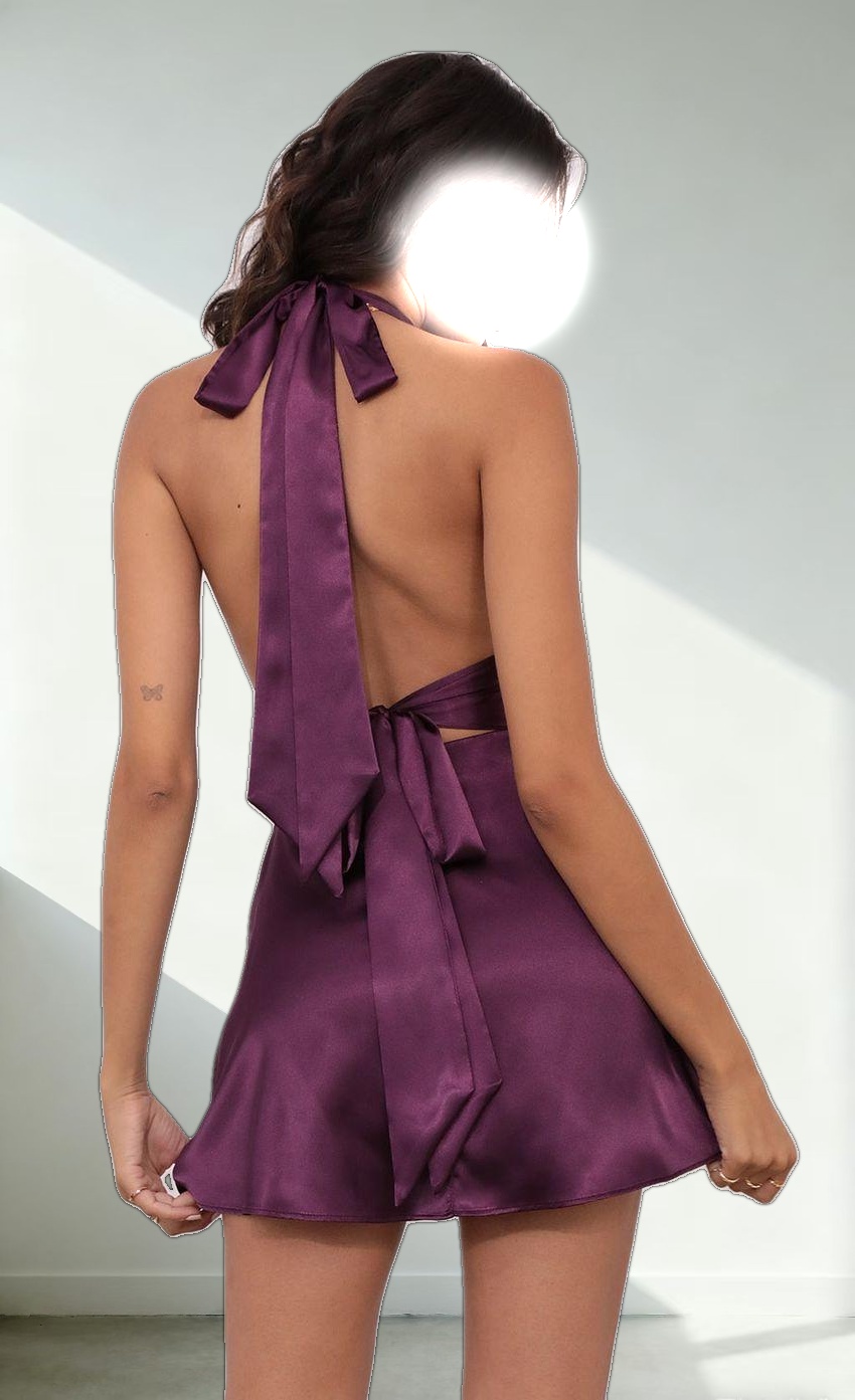 Satin Dress in Purple