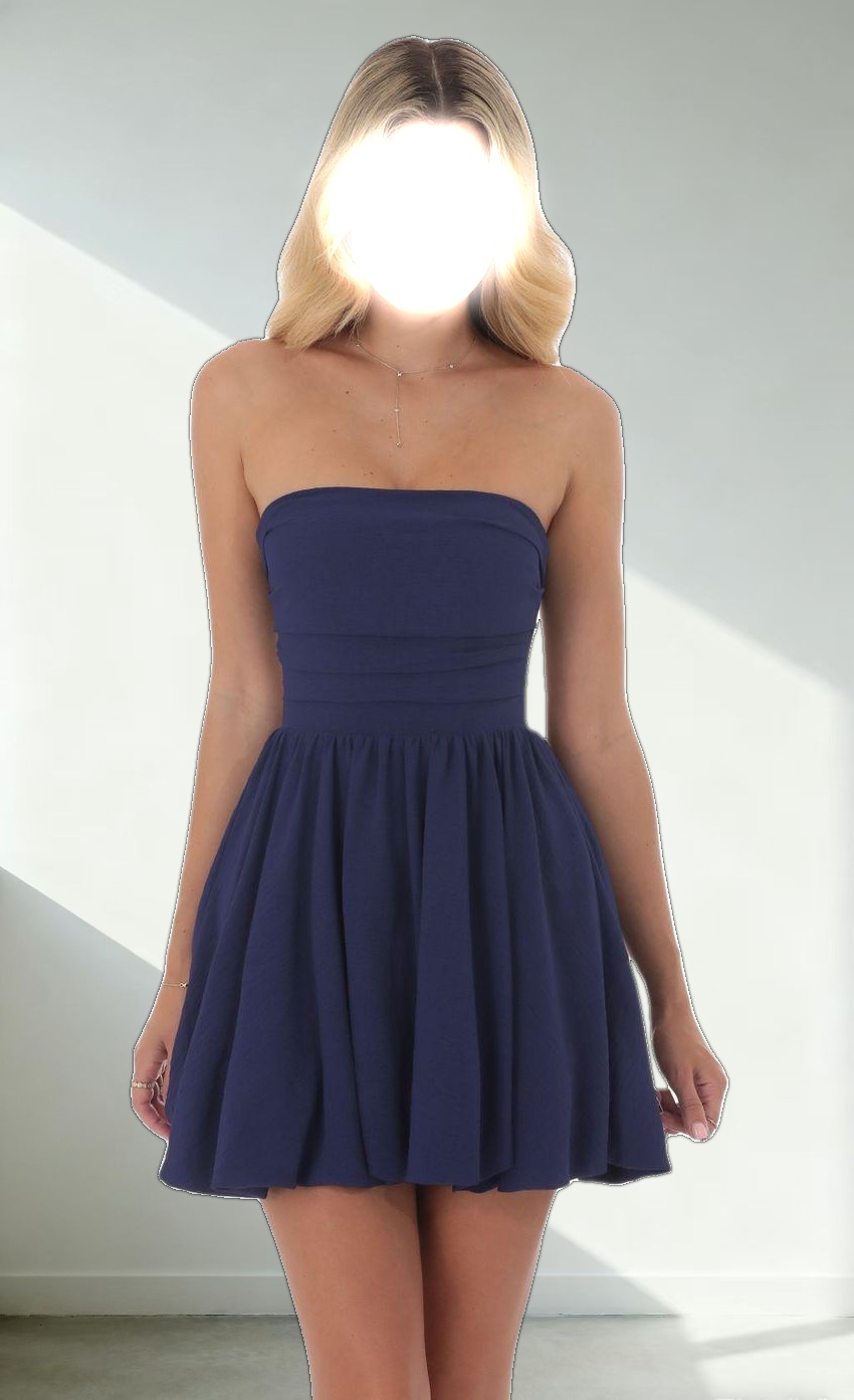 Strapless Bubble Dress in Indigo