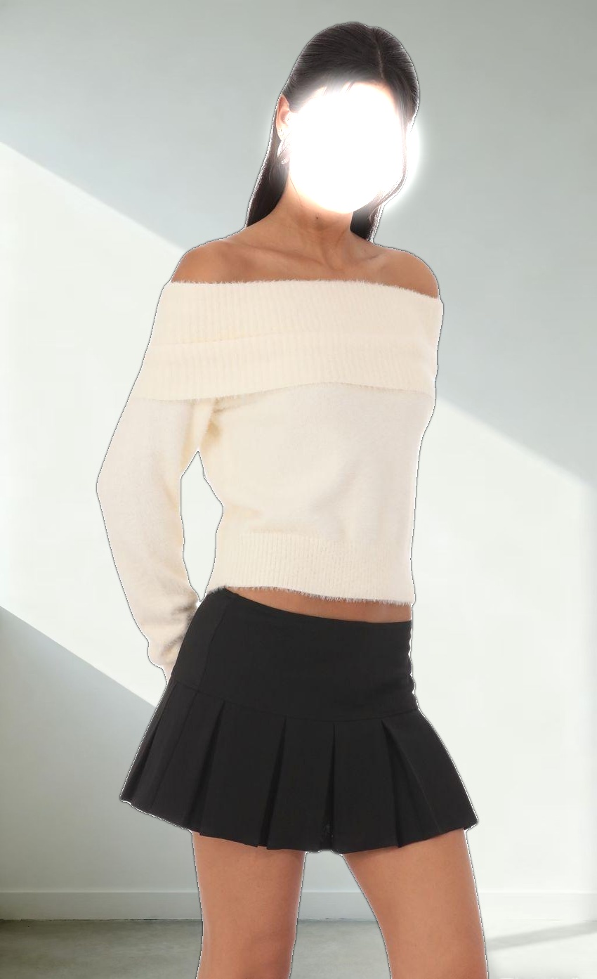 Pleated Skort in Black