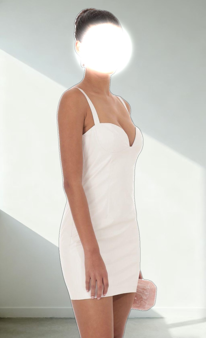 Faux Leather Dress in White