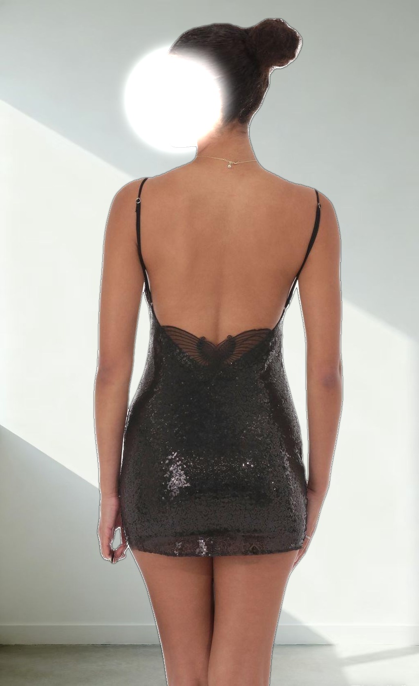 Sequin Butterfly Dress in Black