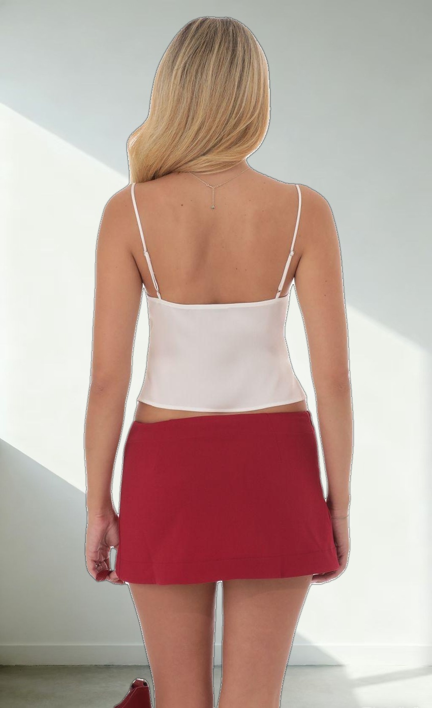 Cutout Ties Satin Top in White