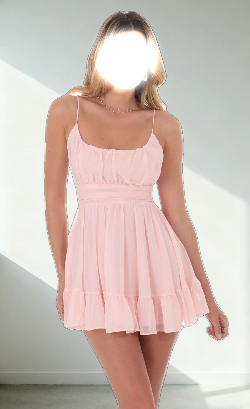 Chiffon Ruffled Dress in Pink