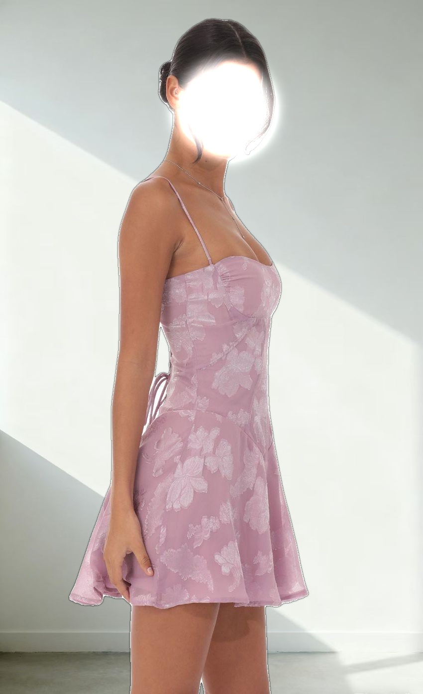 Textured Floral A-line Dress in Lilac