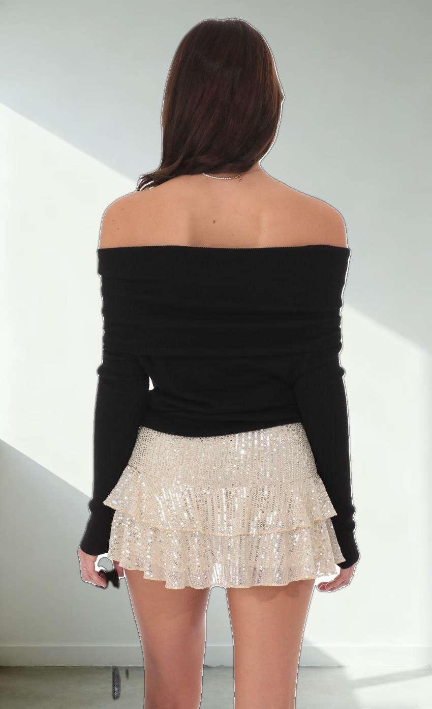 Sequin Ruffle Skort in Champagne