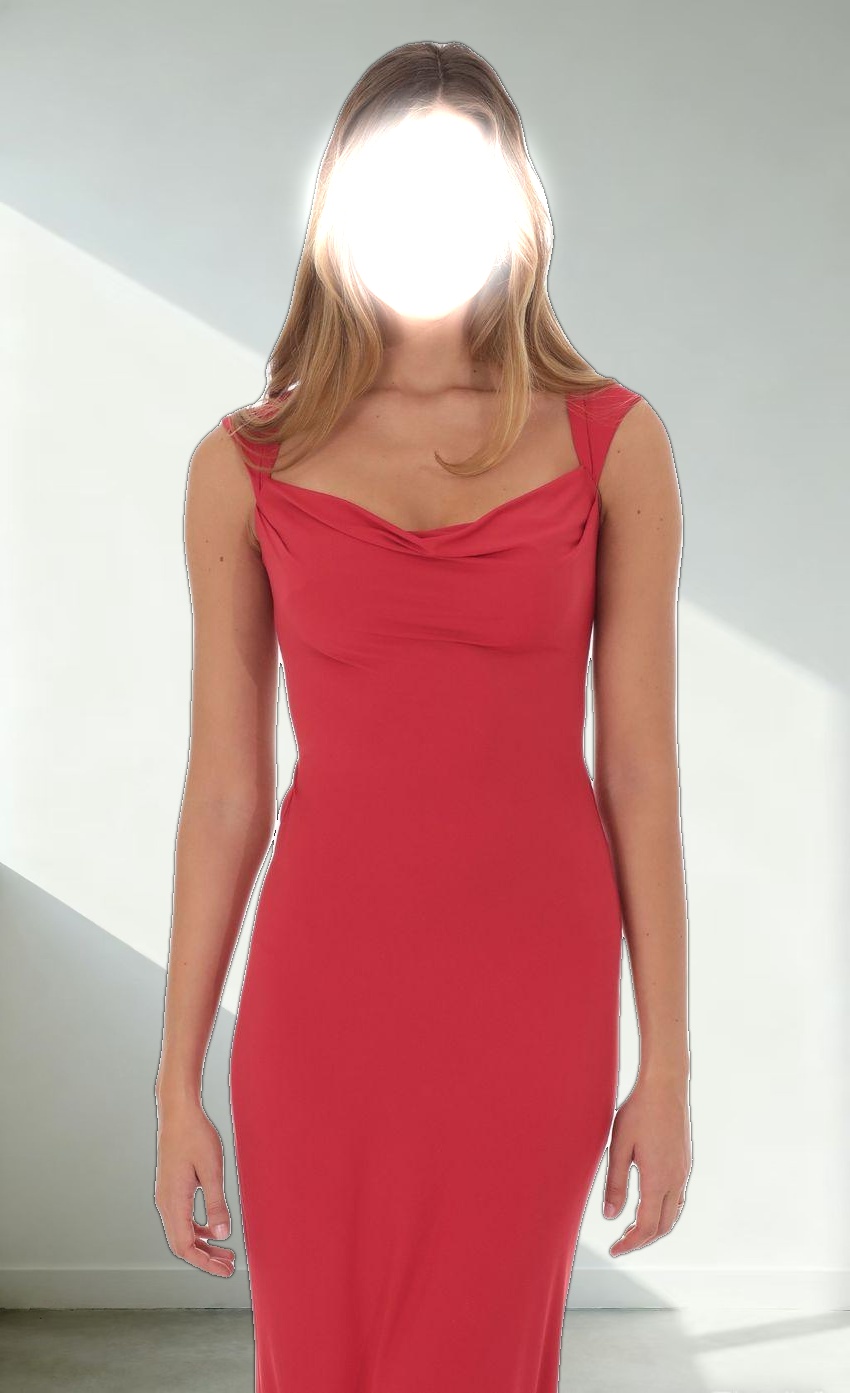 Strappy Shimmer Cowl Neck Maxi Dress in Red