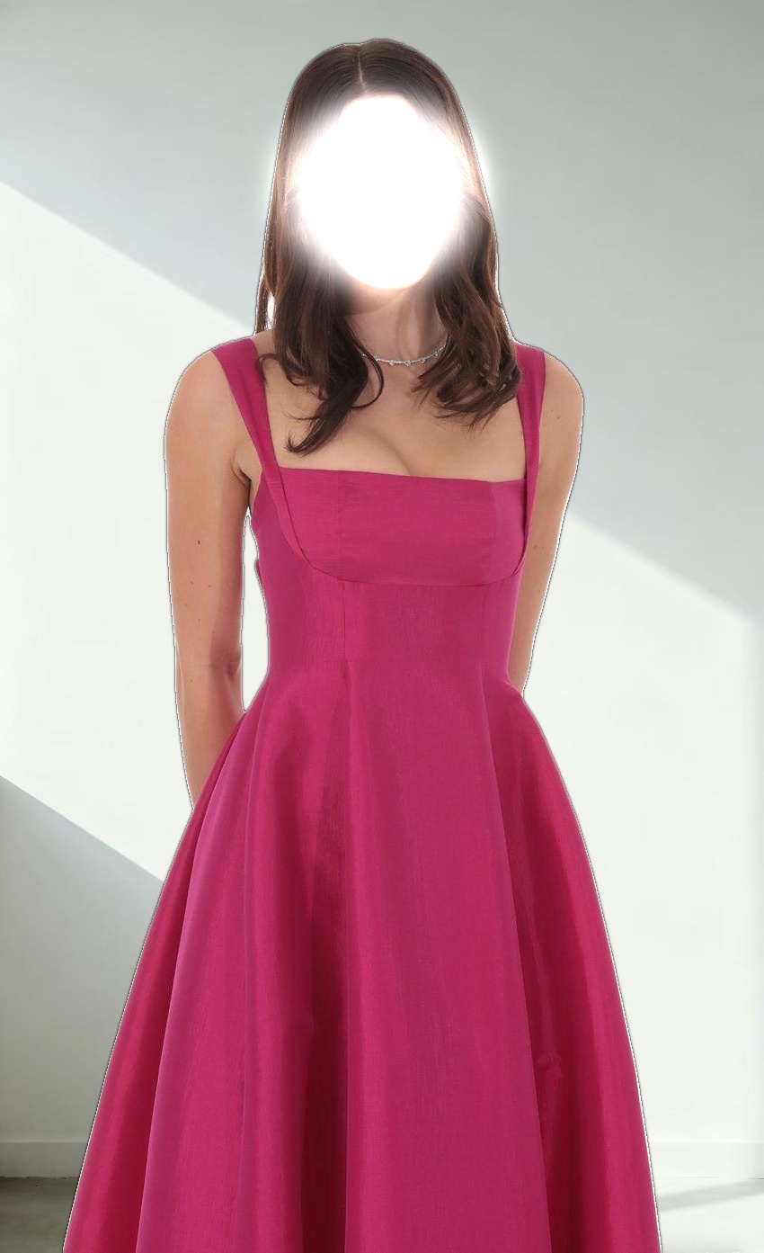 Fit and Flare Maxi Dress in Pink