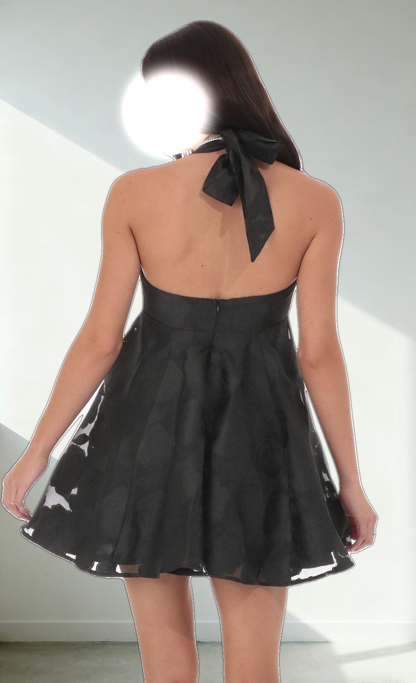 Floral Flare Babydoll Dress in Black