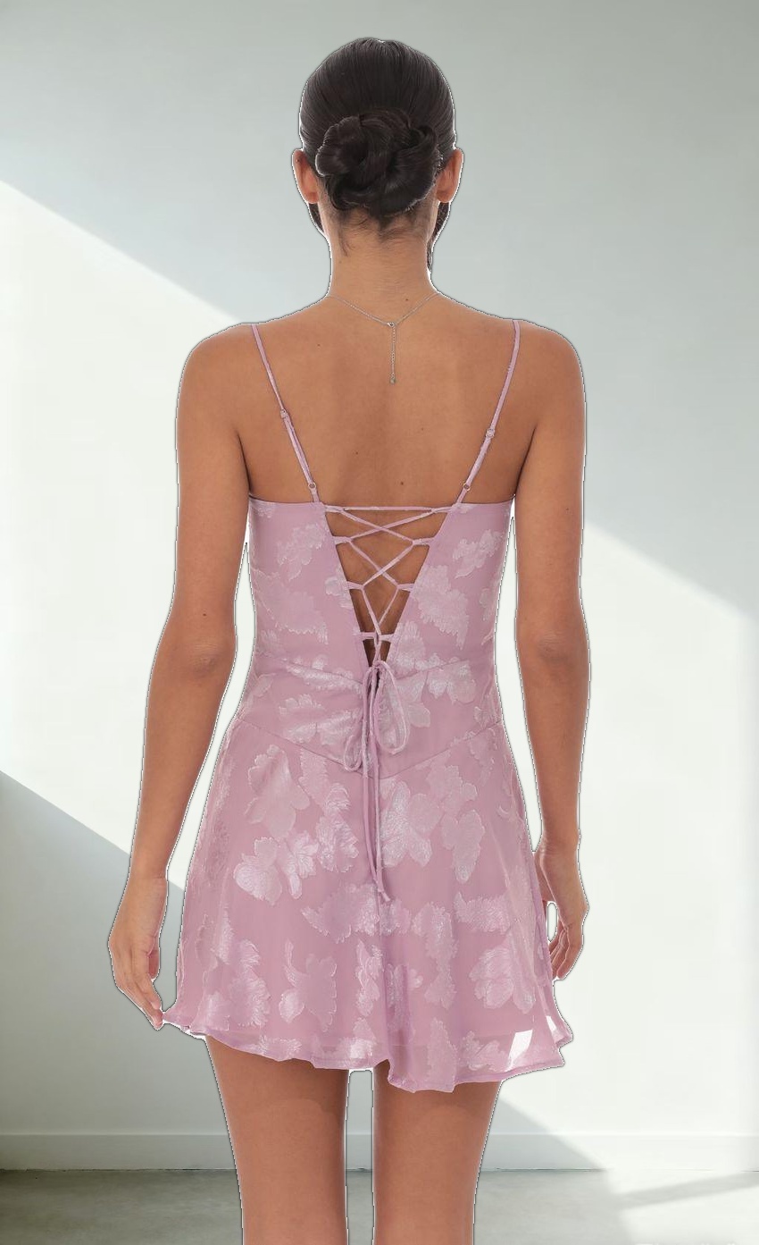 Textured Floral A-line Dress in Lilac