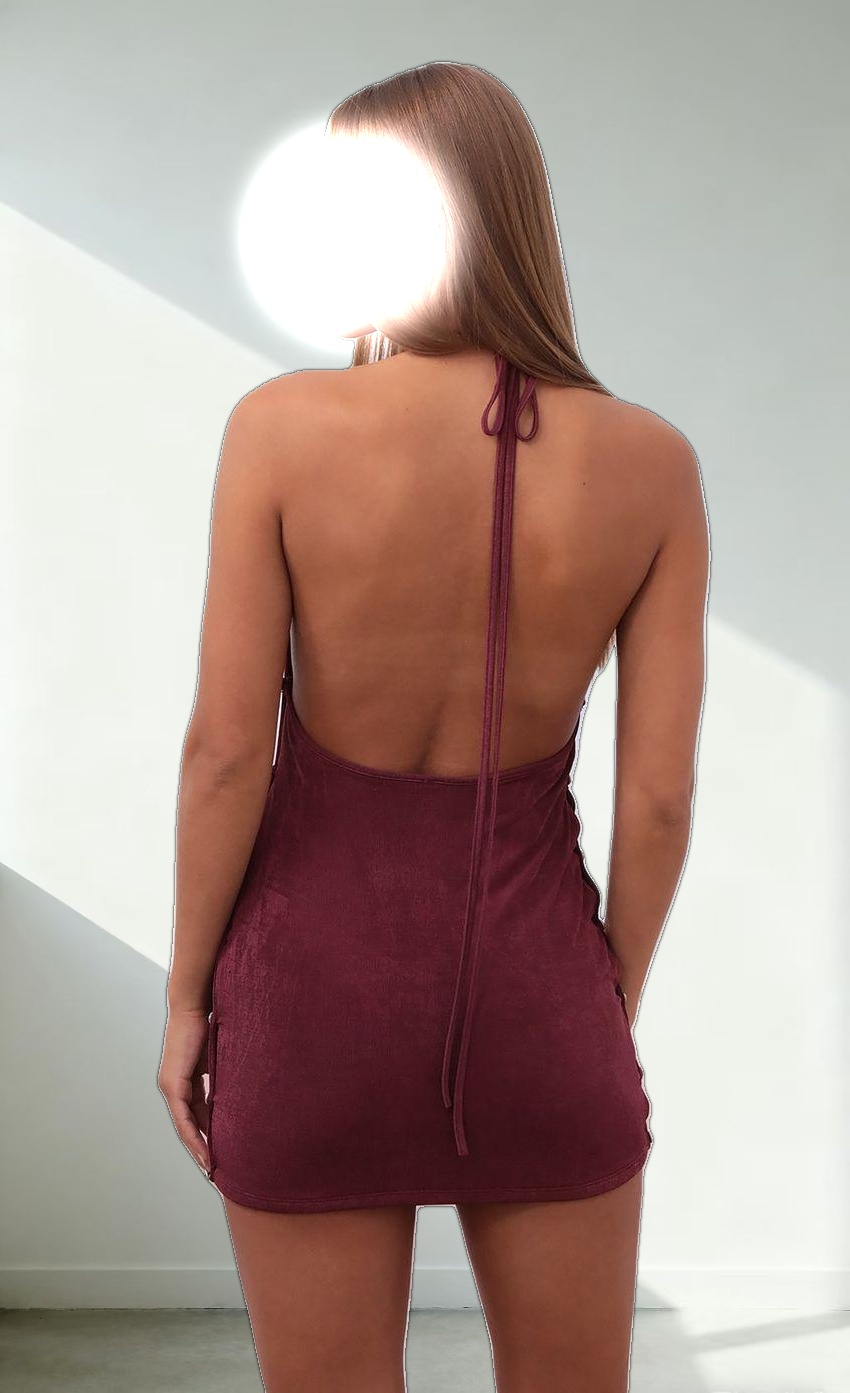 Halter Dress in Burgundy