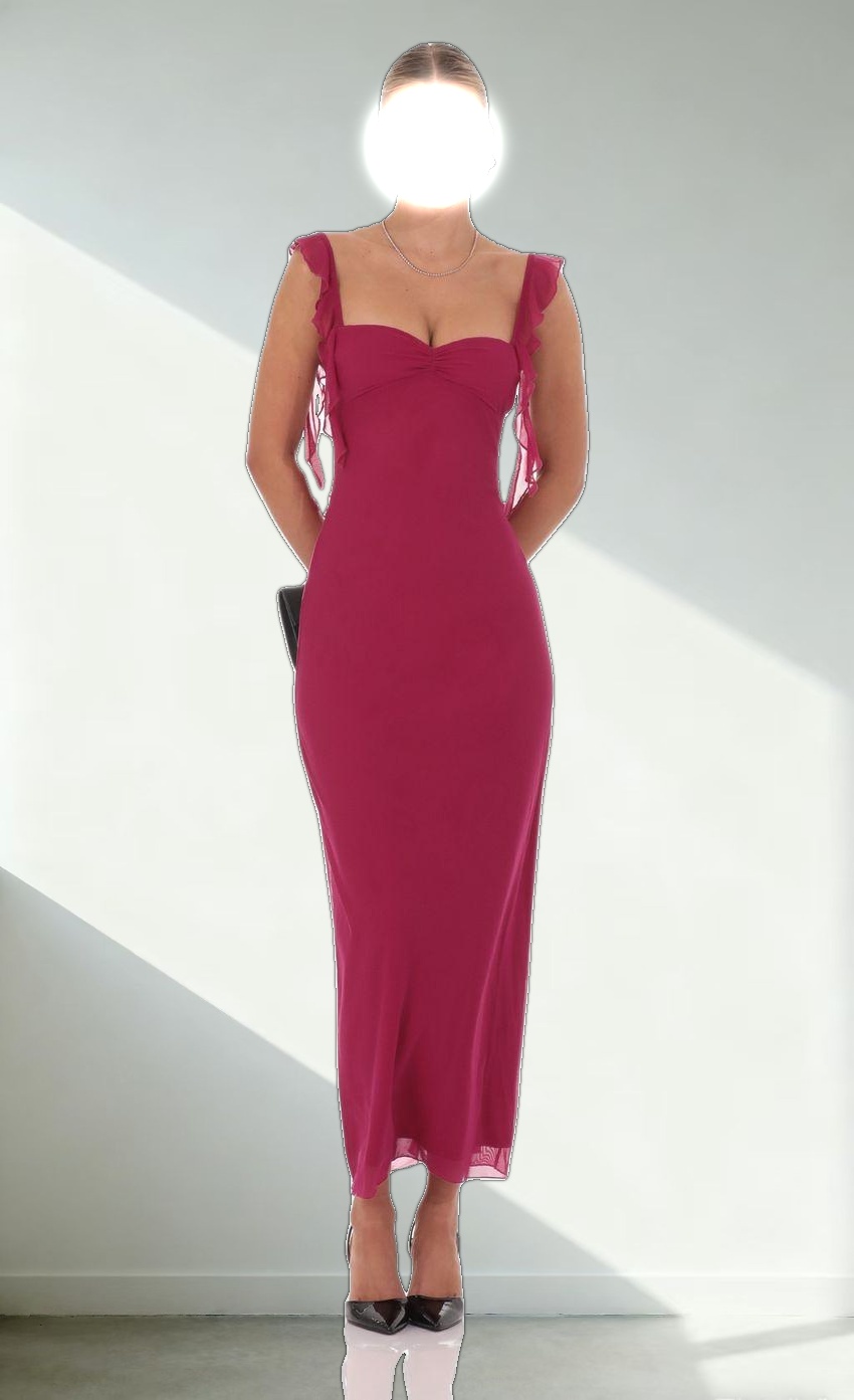 Tassel Strap Maxi Dress in Magenta