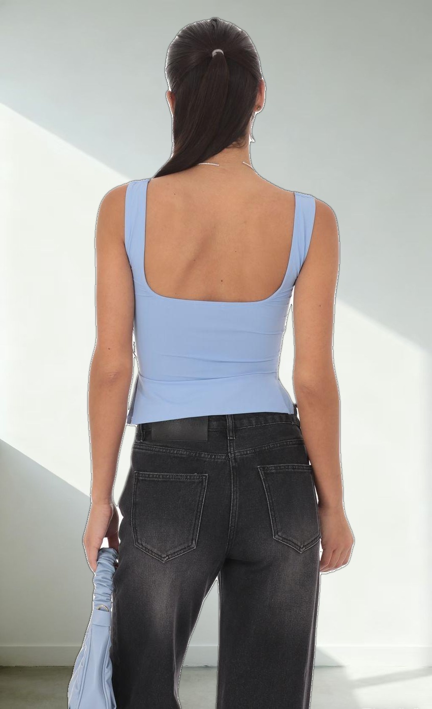 Side Slit Top in Baby Blue