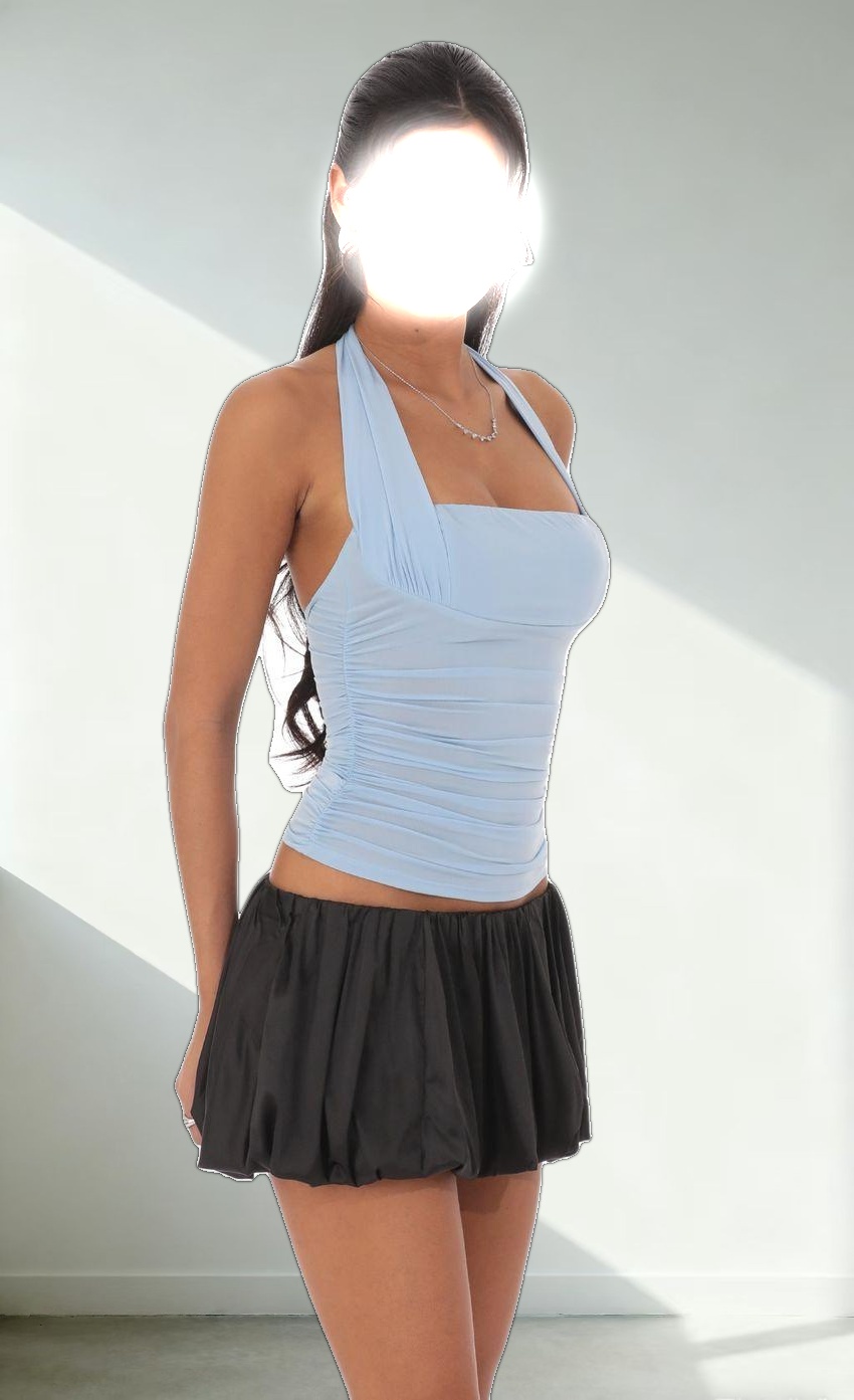 Satin Bubble Skort in Black