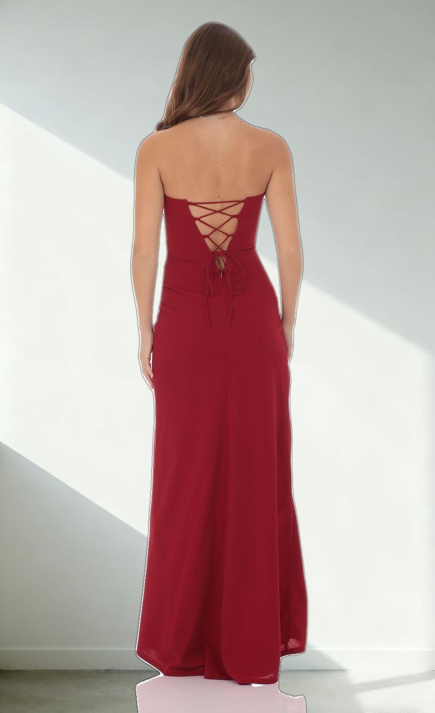 Strapless Corset Maxi Dress in Red