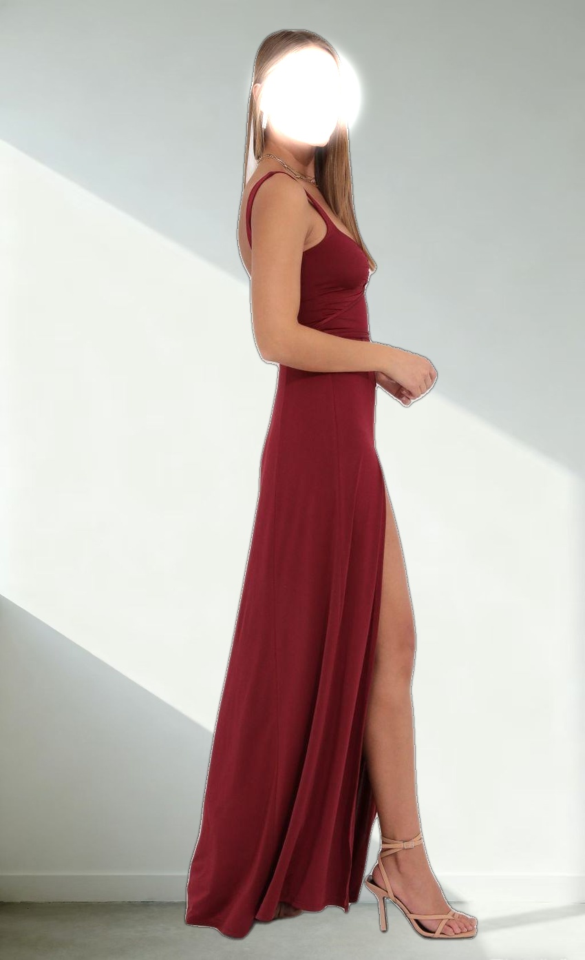 Front Tie Maxi Dress in Red