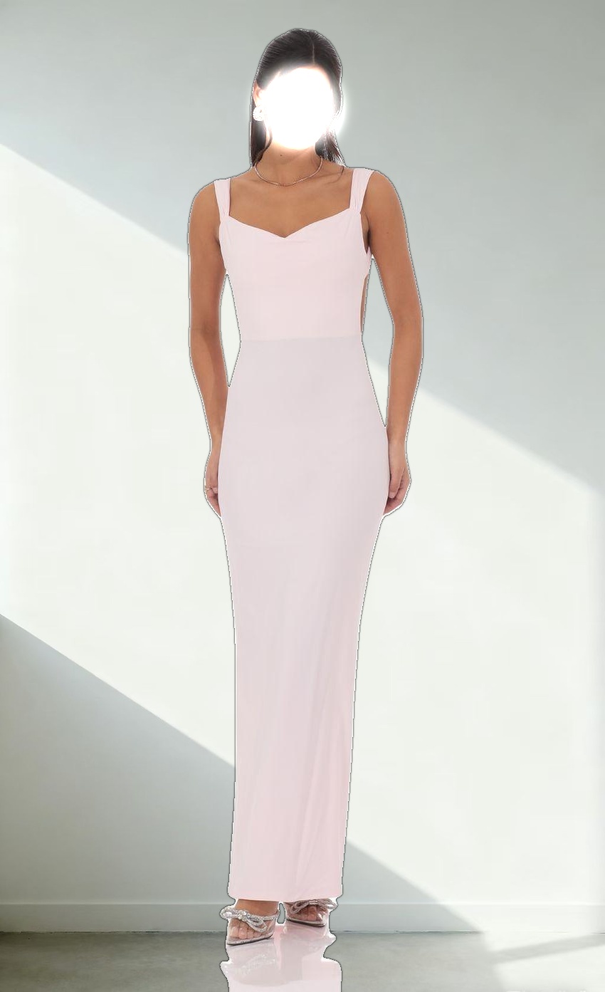 Open Back Bow Maxi Dress in Pink