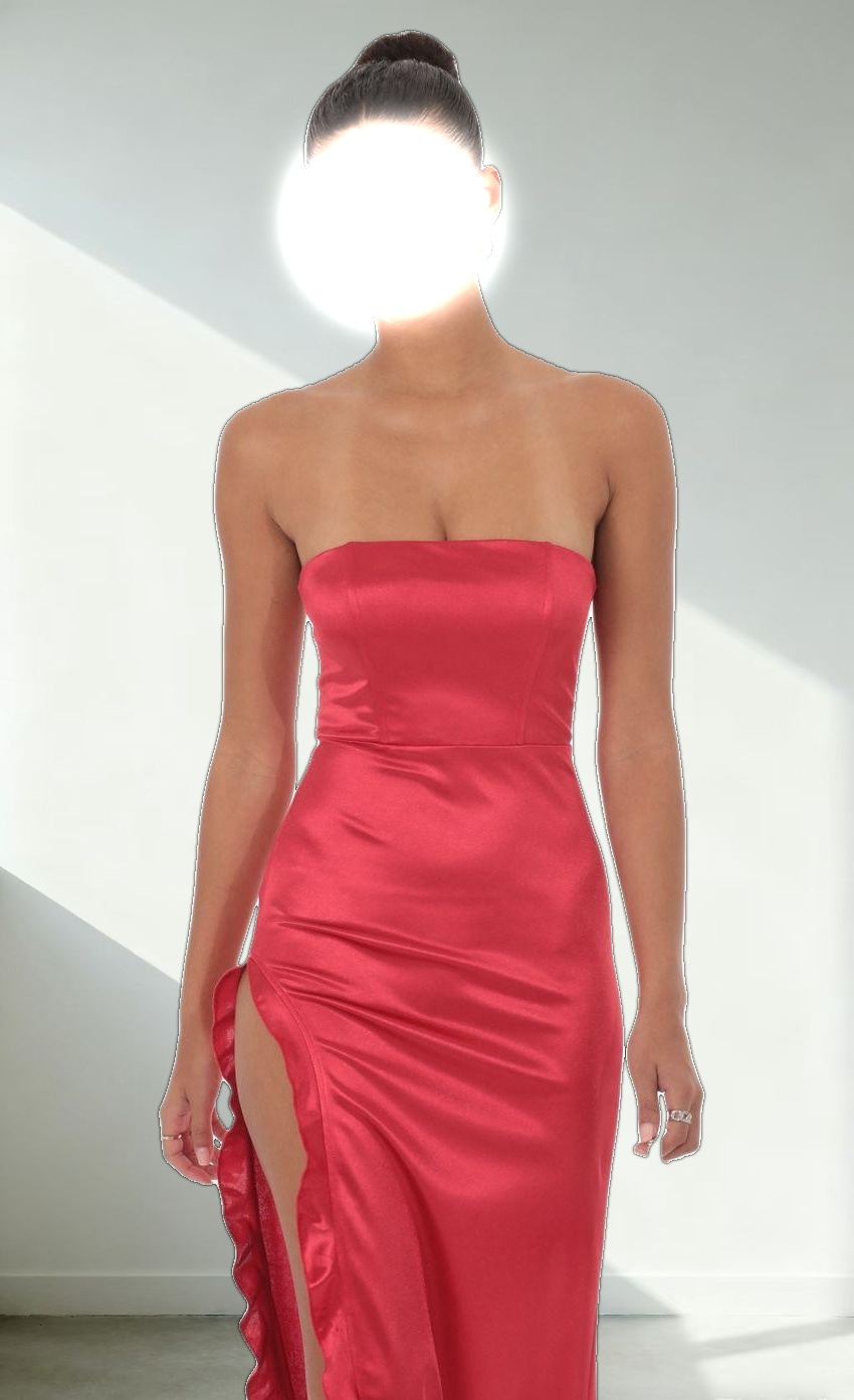 Satin Corset Maxi Dress in Red