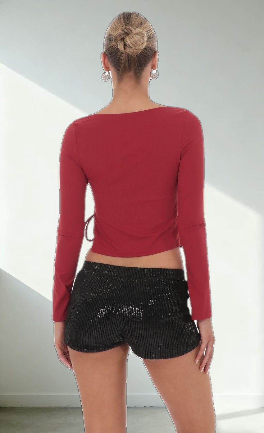 Velvet Sequin Shorts in Black
