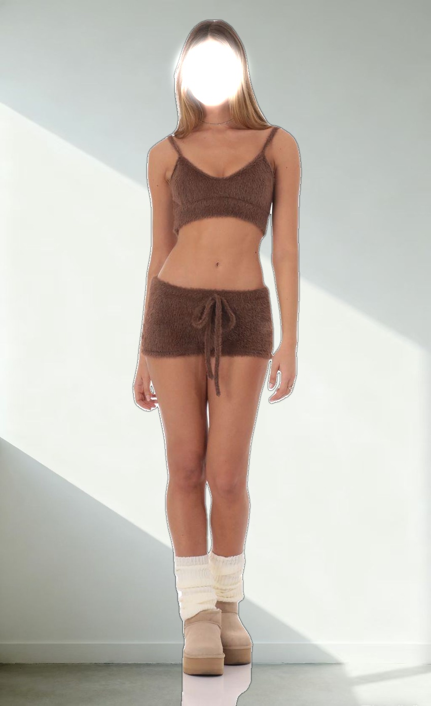 Fuzzy Shorts in Brown