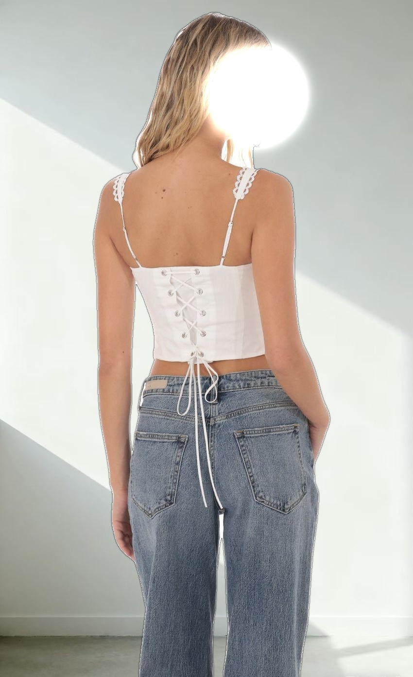 Embroidery Detail Top in White