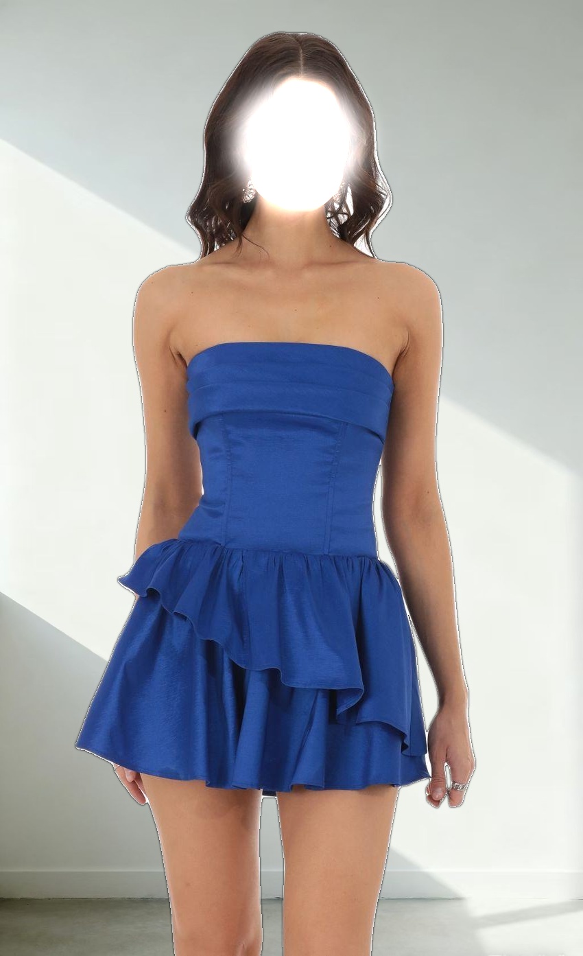 Corset Strapless Dress in Blue