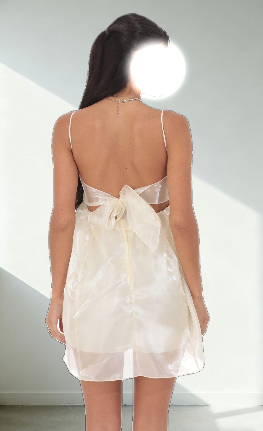 Sheen Babydoll Dress in Cream