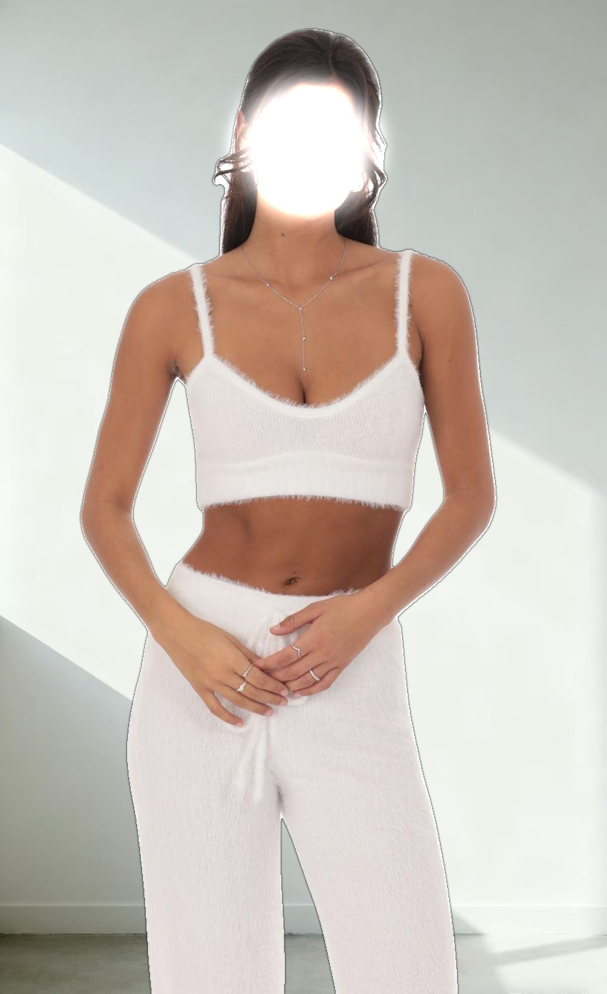 Fuzzy Crop Top in White