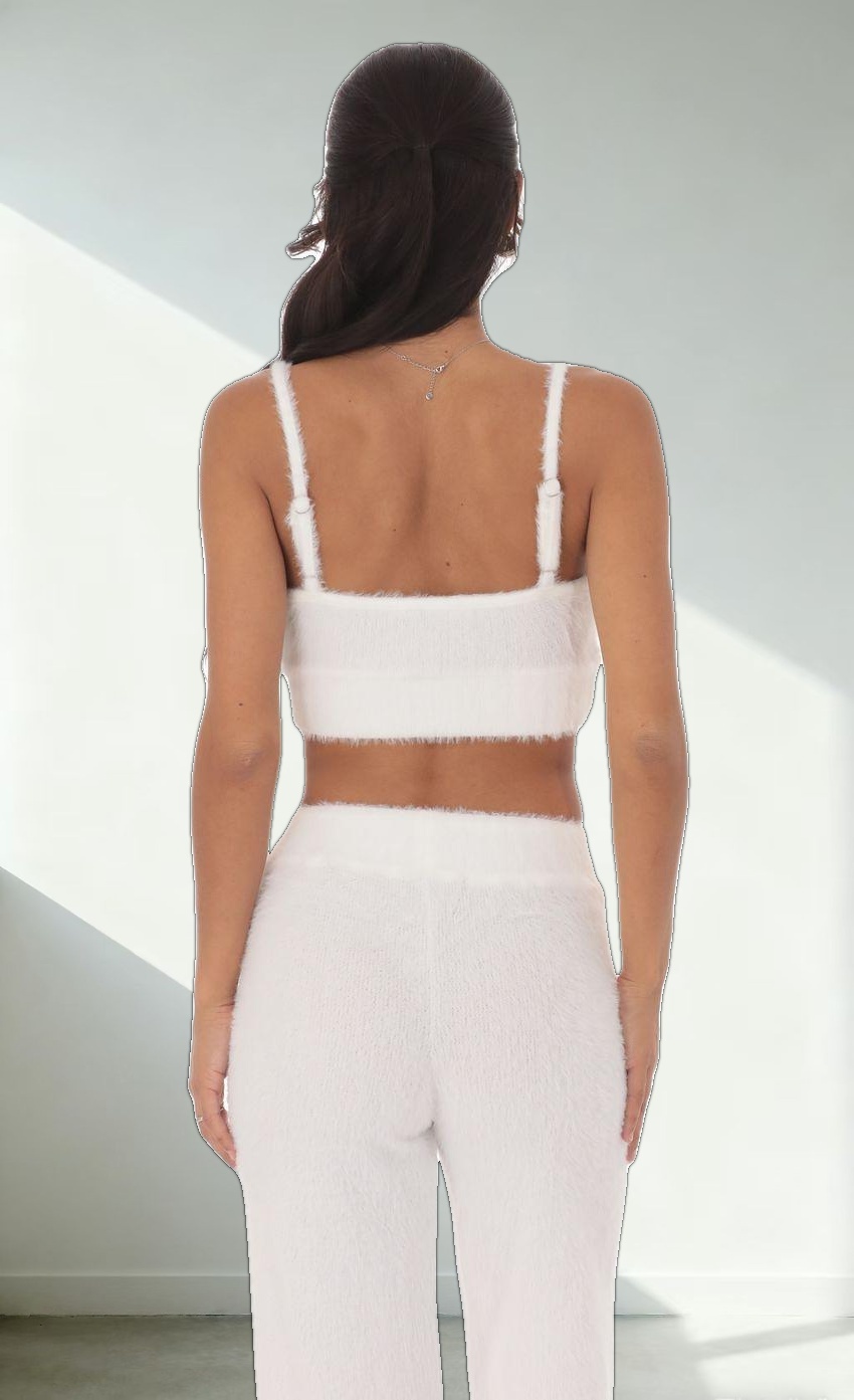 Fuzzy Crop Top in White