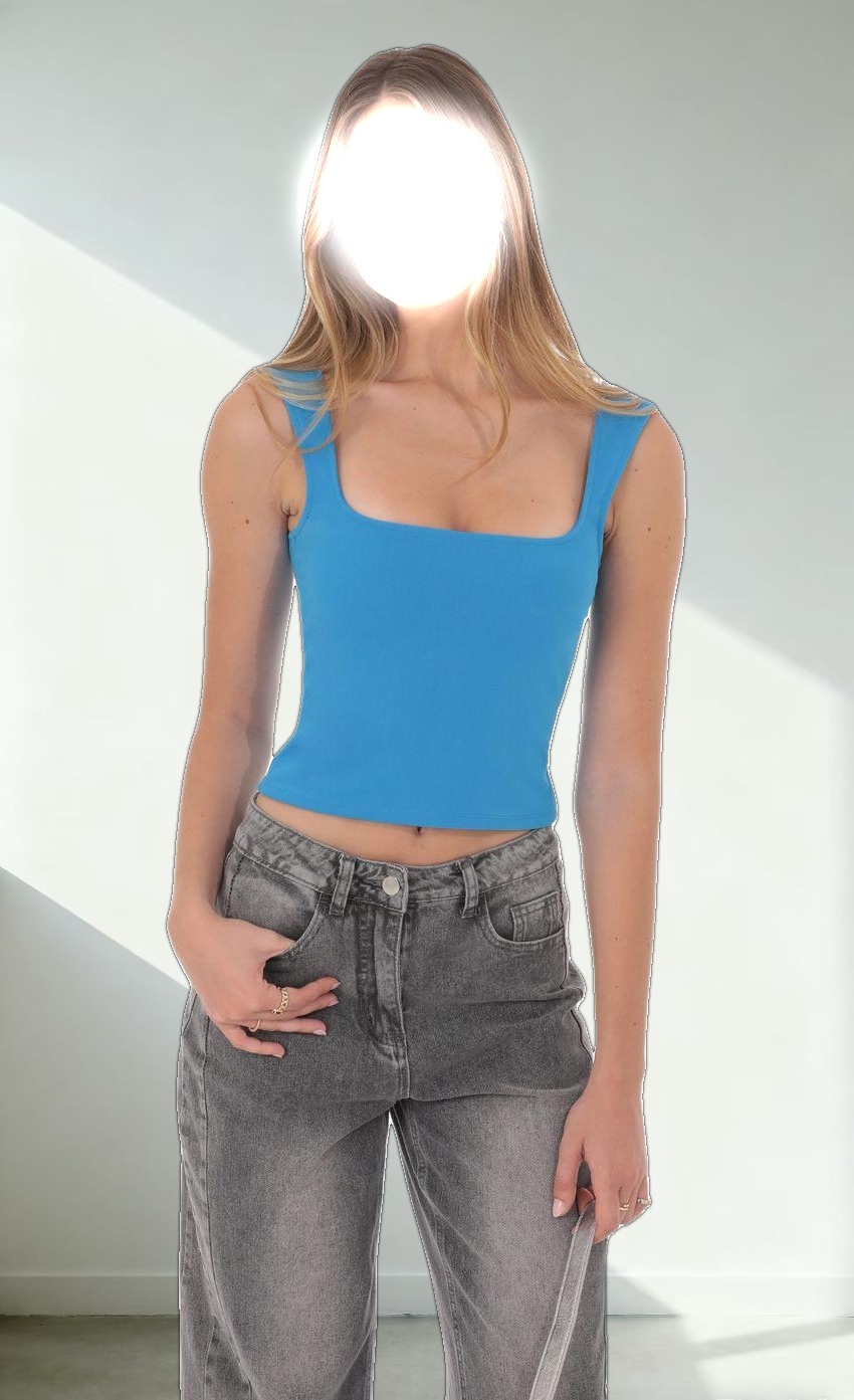 Scoop Tank Top in Aqua Blue