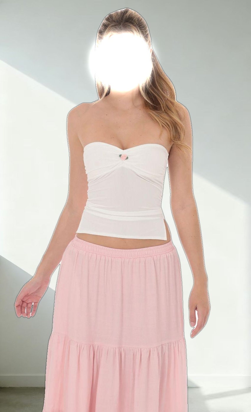 Strapless Slits Top in White