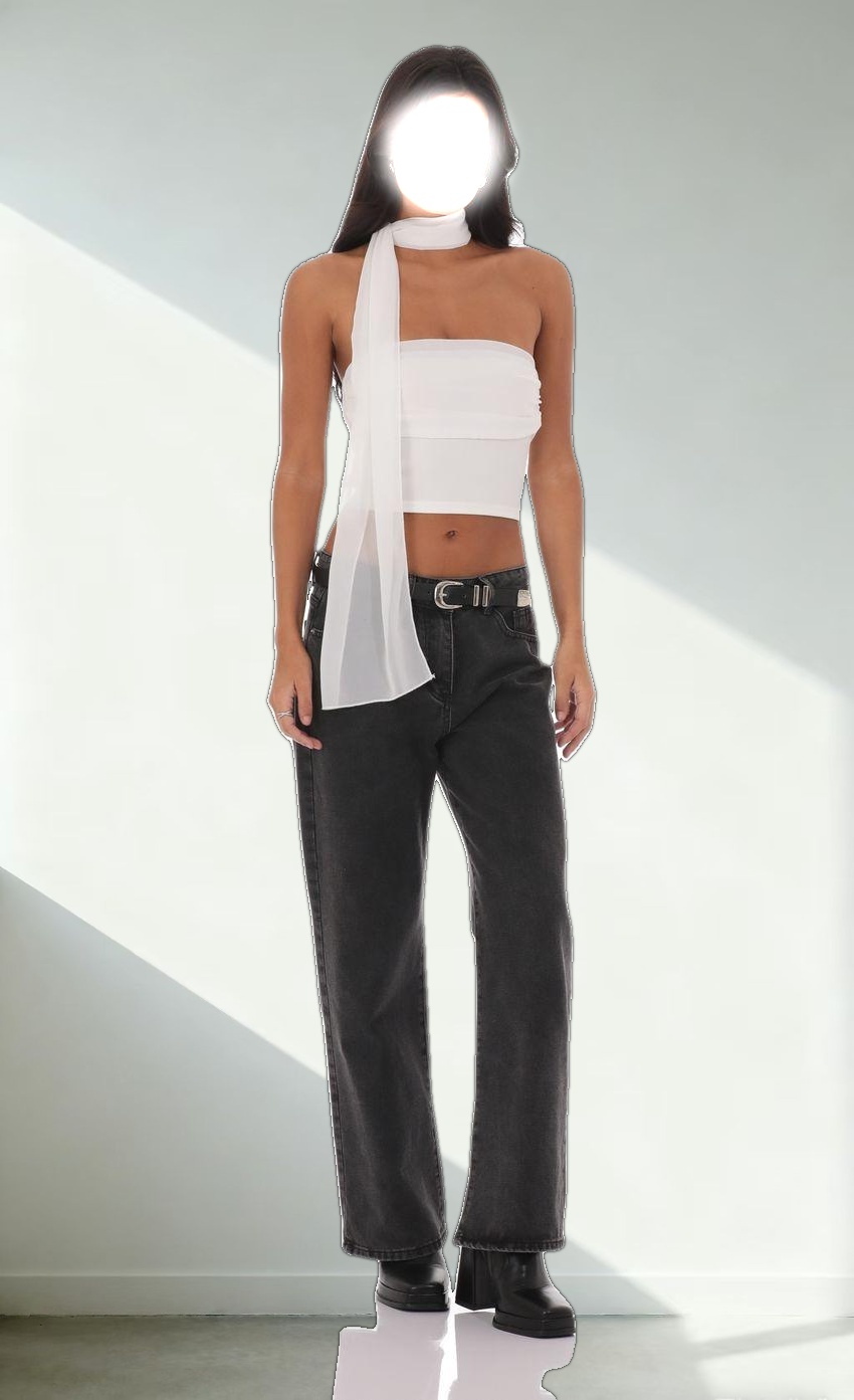 Strapless Scarf Top in White