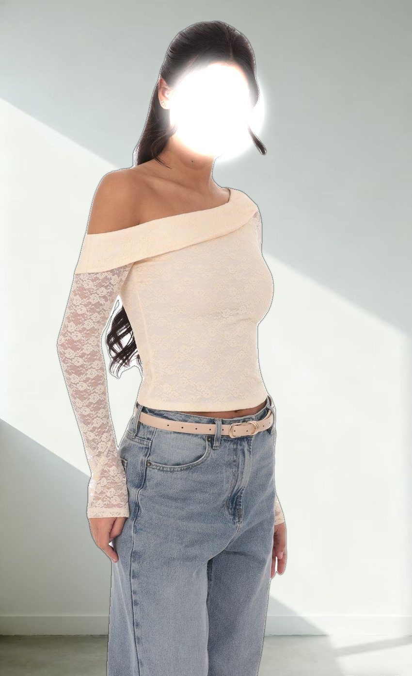 Lace Off Shoulder Top in Pastel Peach