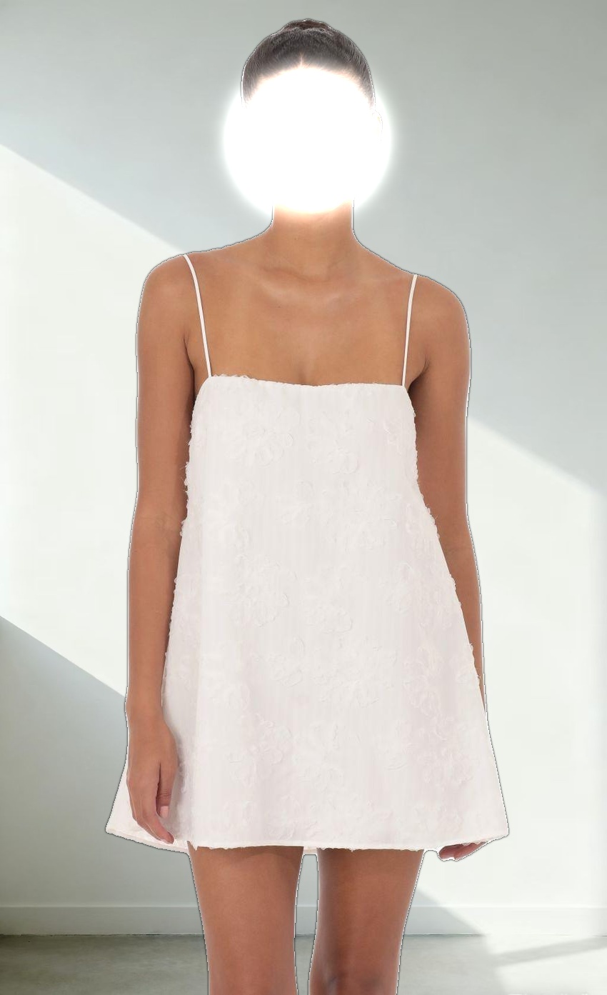 Textured Shift Dress in White