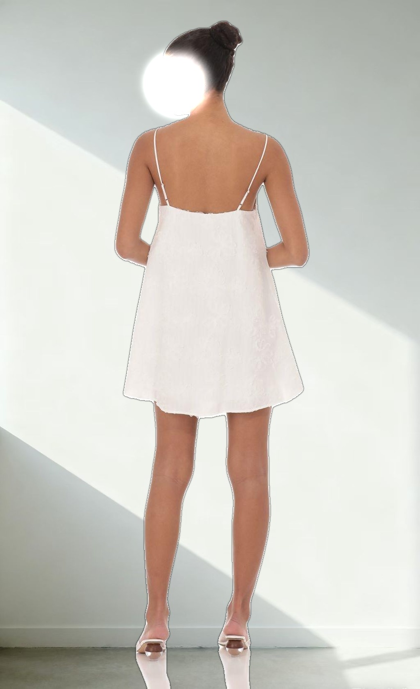 Textured Shift Dress in White