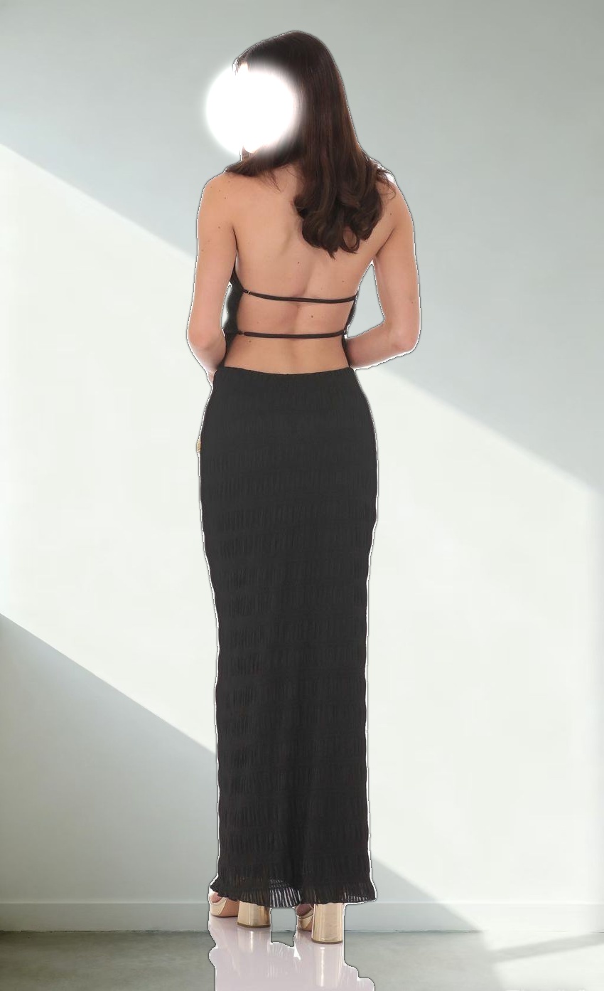 Smocked Maxi Dress in Black